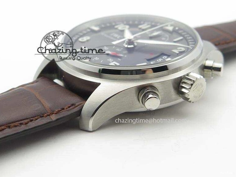MIROTIME 0204 Cozy Pilot Chrono SS IW387802 V6F 1:1 Best Edition On Brown Leather Strap A 7323